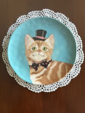 Pier 1 Imports Party Cats Collection Top Hat Cat Salad Plate NWOT